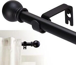 Curtain Rods for windows 32-48 inch, 5/8 inch Decorative Curtain Rod Set, Matte Black Splicing Heavy Duty Metal Curtain Rod with Brackets