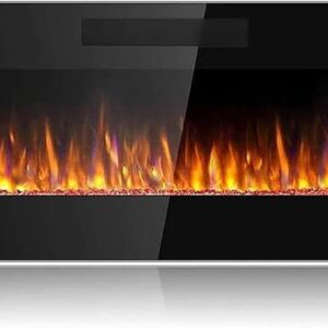 BOSSIN 60 inch Ultra-Thin Silence Linear Electric Fireplace, Recessed Wall Mounted Fireplace, Fit for 2 x 4 and 2 x 6 Stud, 12 Adjustable Flame Color & Speed,Touch Screen Remote Control with 8h Timer