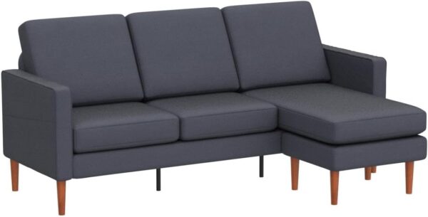 Karl home Convertible Sectional Sofa 71" L Shaped Sofa Couch Modern Small Sofa with Removable Ottoman Living Room Furniture for Small Space, Dark Gray - Image 5