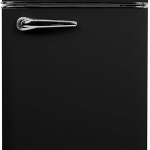 FRIGIDAIRE EFR756-BLACK EFR756, 2 Door Apartment Size Retro Refrigerator with Top Freezer, Chrome Handles, 7.5 cu ft, Black