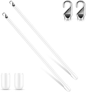 Therwen 2 Pcs PVC Long Blind Wand Replacement with Hook and Handle White Vertical Blinds Wand Opener Stick Curtain Wand Tilt Rod for Windows Accessory Curtain Door Shades (17 inch)