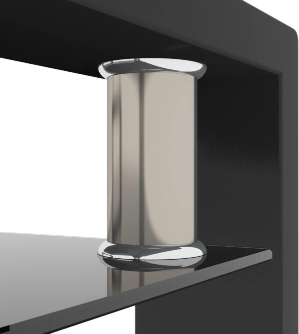 IANIYA Clear Glass Coffee Table Metal Tube (All-Black) - Image 6