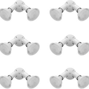 Lithonia Lighting OFTH 300PR 120 WH CP6 M4 Adjustable Twin Par Outdoor Flood Light Holder for Backyard Lighting, Safety and Security, 120 Volts, Uses 2 Lamps Up to 150W (Not Included), White (6-Pack)