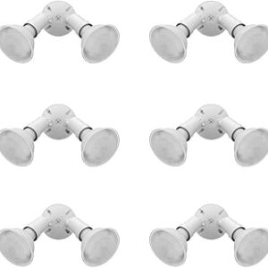Lithonia Lighting OFTH 300PR 120 WH CP6 M4 Adjustable Twin Par Outdoor Flood Light Holder for Backyard Lighting, Safety and Security, 120 Volts, Uses 2 Lamps Up to 150W (Not Included), White (6-Pack)