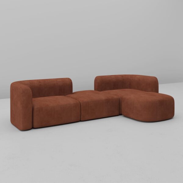 Acanva Luxury Modern Tight Curved Back Velvet Sofa, Minimalist Style Comfy Couch for Living Room Apartment, 4 Seater Modular Sectional, Tangerine - Image 3