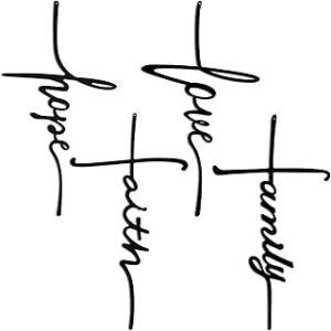 Love Faith Hope Family Wall Sign Metal Decorative Hope Wall Cross Large Metal Spiritual Decorations for Home Religious Hanging Cross Wall Decor, Nice for Home Decoration, 8 x 15 Inch