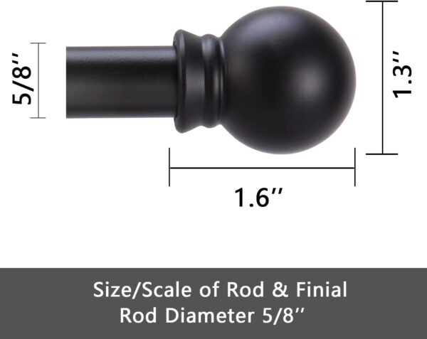 Curtain Rods for windows 32-48 inch, 5/8 inch Decorative Curtain Rod Set, Matte Black Splicing Heavy Duty Metal Curtain Rod with Brackets - Image 5