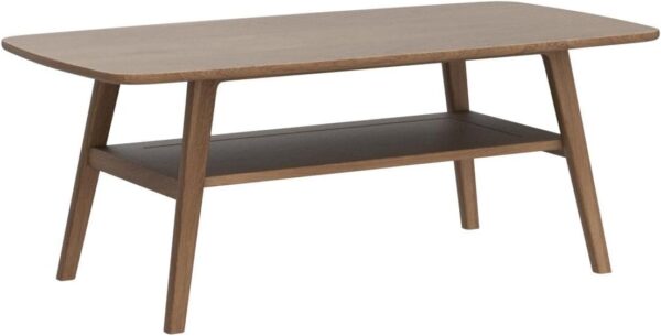 2-Tier Coffee Table with Storage Shelf, Natural Color 100% Solid Wood Table for Living Room, Elegant Furniture for Small Apartment (Walnut, 31.5“ x 19.69” x 17.32“) - Image 4
