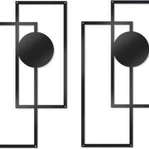 OYEFLY 2 Pcs Metal Abstract Wall Art,Modern Geometric Decor (Black, style 3)
