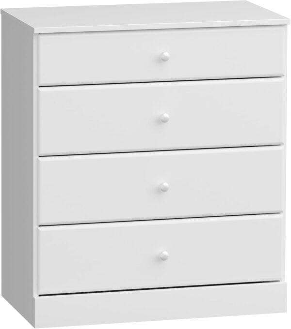 Prepac Astrid Simplistic 4-Drawer Dresser for Bedroom, Functional Bedroom Dresser Chest of Drawers 16" D x 30" W x 36.25" H, White, WDBR-0401-1