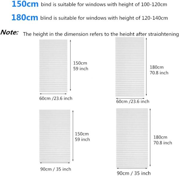 2 Pack Temporary Blackout Blinds for Window, Self Adhesive Pleated Blinds Cordless No Drill Fabric Blinds Room Darkening Shades Blackout Shades for Bathroom Kitchen Office 23.6 * 59Inch(W*H) - Image 6