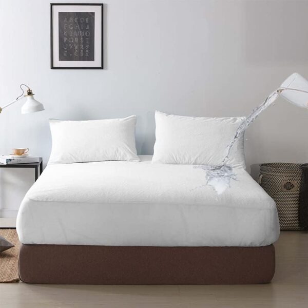 100% Waterproof Fitted Mattress Protector Terry Cotton Topper with 20" Deep Pocket Mattress Cover (Alberta Bed, 96" x 96")
