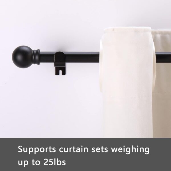Curtain Rods for windows 32-48 inch, 5/8 inch Decorative Curtain Rod Set, Matte Black Splicing Heavy Duty Metal Curtain Rod with Brackets - Image 2