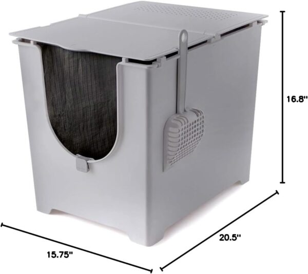 Modkat Flip Litter Box, 3 Lid Positions, Tall Seamless Base, Reusable Litter Liner, Litter Scoop - Gray - Image 7