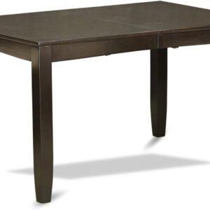 East West Furniture LYAN7-CAP-W Lynfield 7 Piece Kitchen Set Consist of a Rectangle Table with Butterfly Leaf and 6 Dining Room Chairs, 36x66 Inch, Cappuccino