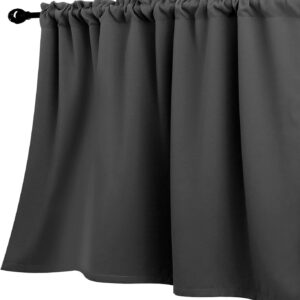 KOUFALL Basement Window Curtains,18 Inch Length Small Blackout Mini Blinds for Transom Windows Well Covers Cafe,Charcoal Dark Grey