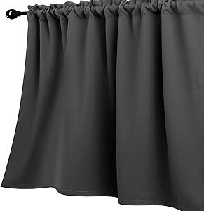 KOUFALL Basement Window Curtains,18 Inch Length Small Blackout Mini Blinds for Transom Windows Well Covers Cafe,Charcoal Dark Grey