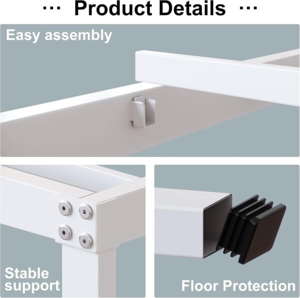 18 Inch Twin Bed Frame Heavy Duty No Box Spring Needed Metal Platform with Maximum Storage, Easy Assembly, Noise Free, White - Image 3