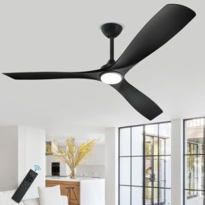 Depuley 60" Remote Ceiling Fan with Lights, Low Profile Modern Ceiling Fans, Noiseless Reversible DC Motor for Patios/Living Room/Study/Gazebo Lighting, Timing, 3 Light Color Changeable-Matte Black