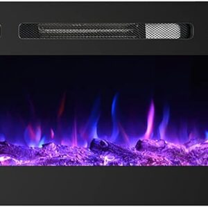 CharaVector Electric Fireplaces-60 Inch-Recessed and Wall Mounted Fireplace- Insert Heater LED Fire Place-Remote Control & Touch Screen,1-12 Hours Timer, 12 Color Flame and Log Color