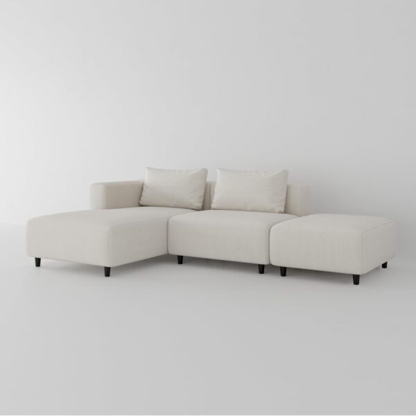 Acanva Soft Corduroy Sectional Modular Sofa Set, Modern L-Shaped Chaise Couch for Living Room, Apartment, Office, Small Spaces, Cream - Image 6
