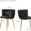 Black Velvet Dining Chairs Set of 6, Upholstered Dining Chairs with Golden Metal Legs, Modern Woven Dining Chair for Dining Room, Kitchen, Vanity, Living Room - Image 3