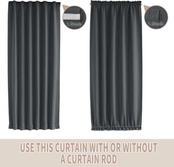 Vatge Grey French Door Curtains - Sidelight Curtains for Front Door Privacy, 12 Inch Wide Narrow Window Curtains for Side Door, 1 Panel, W12 x L72, Grey - Image 4