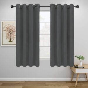 Easy-Going Blackout Curtains for Bedroom, Solid Thermal Insulated Grommet and Noise Reduction Window Drapes, Room Darkening Curtains for Living Room, 2 Panels(52x46 in,Gray)