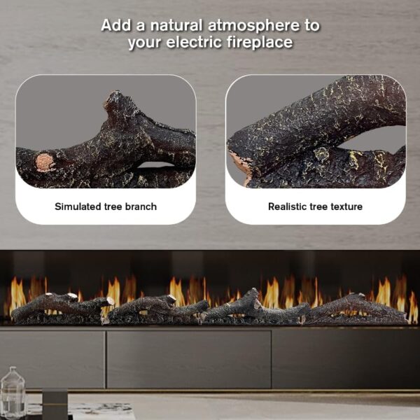 Electric Fireplace Wall Fireplace Recessed Electric Fireplace Synthetic Resin Decoration Electric Transparent Logs Flame for 36 inch Indoor Electric Fireplaces 3Pieces - Image 4