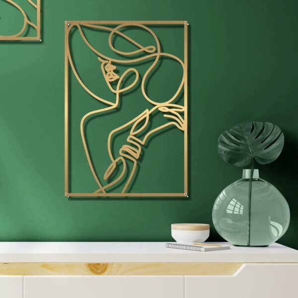 Glamativity 4 Pack Gold Wall Art Décor, Minimalist Décor Single Line Art Wall Décor, Real Metal Wall Art, Woman's Body Shape Abstract Wall Art (Gold Elegant Style, M Size 17 x 11.8'') - Image 3
