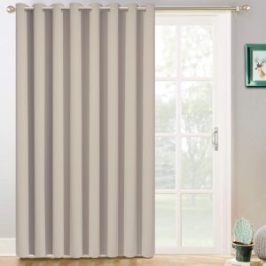 Yakamok 100% Blackout Extra Wide Patio Sliding Door Curtains, Grommet Thermal Insulated Blind Curtains, Sliding Glass Door Panel for Bedoom/Space Room Divider, Natural, W100 x L84, 1 Panel