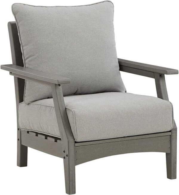 Signature Design Ashley Outdoor Visola Patio HDPE Cushioned Lounge Chair, 2 Count, Gray - Image 4