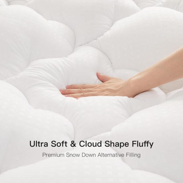 Belffin Mattress Topper Queen Size, Pillow Top Mattress Pad Cover with 8-21 Inch Deep Pocket, Bed Mattress Protector for Back Pain Relief Soft Breathable Overfilled Down Alternative Filling, White - Image 3