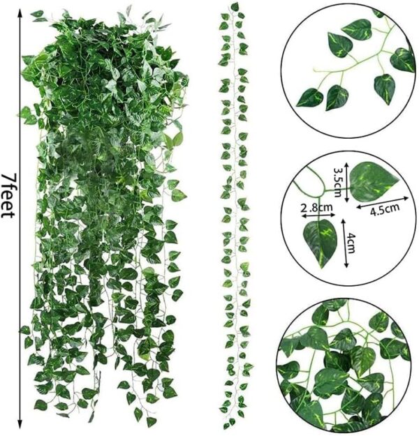 CEWOR 24 Pack 173ft Artificial Ivy Greenery Garland, Fake Vines Hanging Plants Backdrop for Room Bedroom Wall Decor, Green Leaves for Jungle Theme Party Wedding Decoration - Image 2