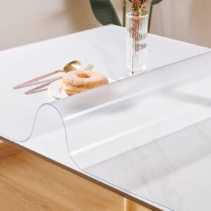 Custom 1.5mm Thick Frosted Table Cover Protector 18 x 48 Inch Waterproof PVC Protective Table Pad Transparent Mat for Coffee Table, Dining Room Table, Office Desk, End Table/Night Stand