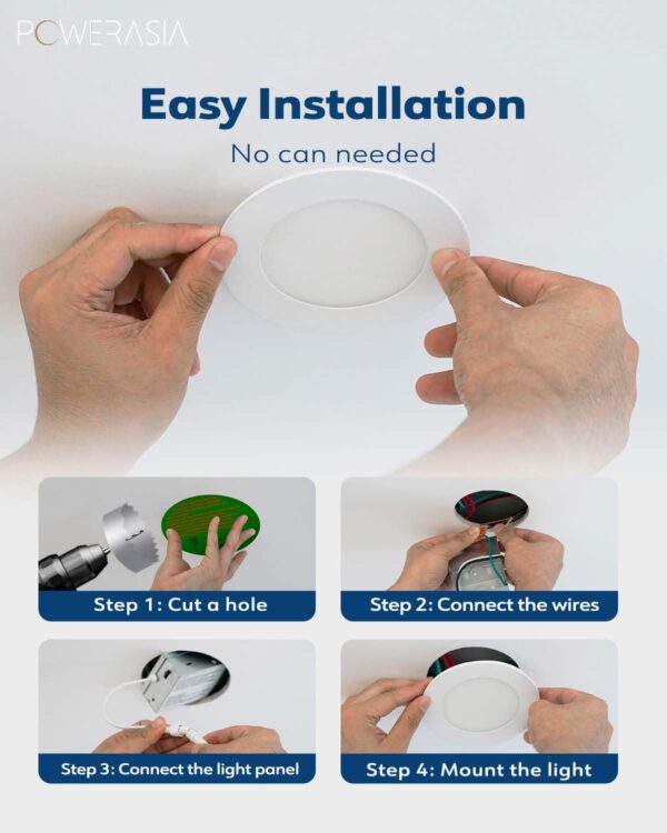 6 Pack 6 Inch LED Recessed Lights with Junction Box, Recessed Lighting 6 Inch 5CCT Dimmable 2700K-6000K,15W 1200lm Canless Downlight-ETL and Energy Star Certified - Image 4