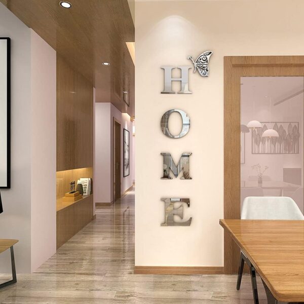 Doeean Home Wall Decor Letter Signs Acrylic Mirror Wall Stickers Wall Decorations for Living Room Bedroom Home Decor Wall Decals (Silver, 47.2 X 15.7) - Image 4