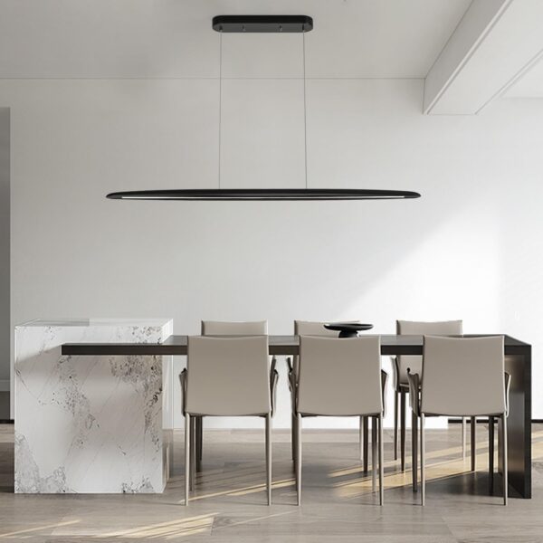 59inch Integrated Led Pendant Light 40w Dimmable Wood Black Linear Pendant Lighting Led Modern Island Light with Black Finish for Living Room Dining Room Billiard & Pool Lights - Image 6