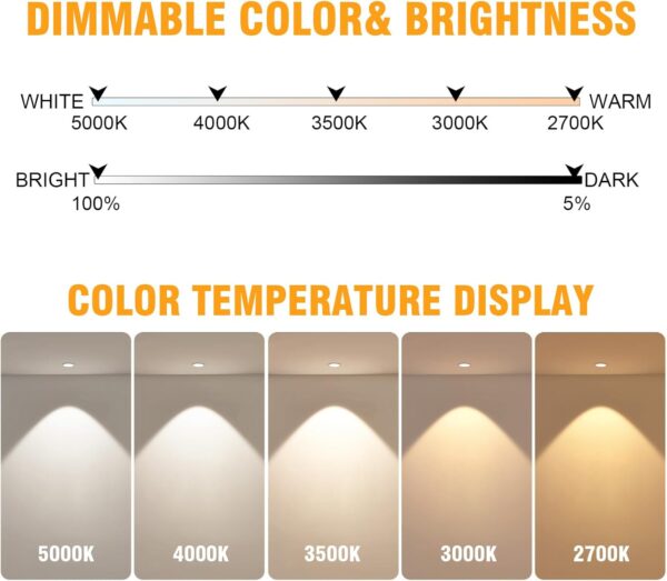 Recessed Lighting 6 Inch - Dimmable 5CCT Ultra-Thin Can-Killer Downlight, Led Ceiling Light Can Lights with Junction Box, 2700K-5000K Selectable, 12W 110W Eqv,1150LM High Brightness（2 Pack） - Image 4