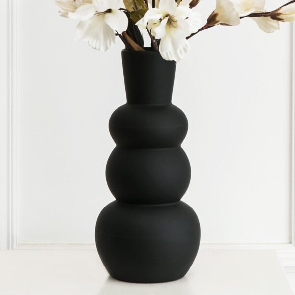 Black Ceramic Vase, Modern Dried Flower Vase, Black Matte Pampas Flower Vases, Boho Home Decor for Centerpiece Wedding Dinner Table Party Living Room Office Bedroom, Housewarming Gift