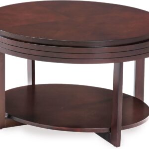 Leick Home 10109-CH Oval Small Coffee Table with Shelf, Chocolate Cherry, 23 in x 33 in x 19