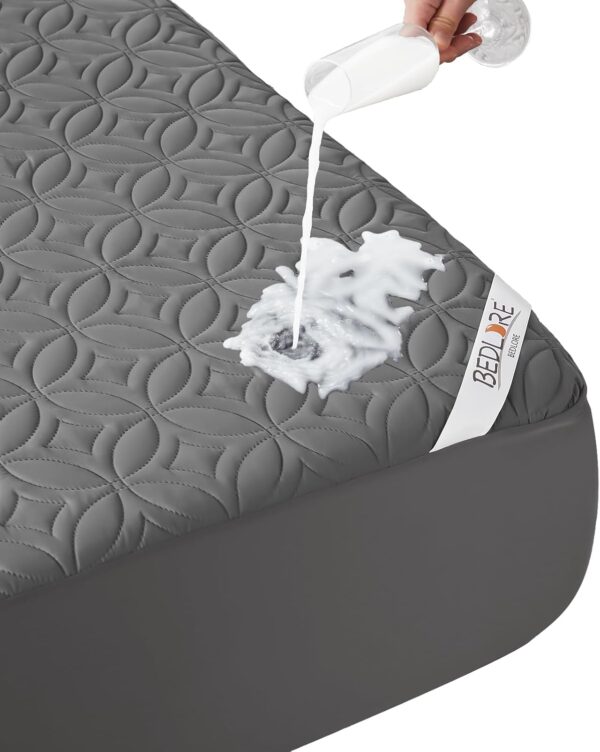 BEDLORE Waterproof Mattress Protector, Queen Size Mattress Pad Noiseless with Deep Pocket 6"-18" Depth, Soft Breathable Dirt-Proof Bed Mattress Cover Washable for Home, Bedroom, Hotel (Gray)