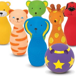 Melissa & Doug K's Kids Bowling Friends Play Set and Game With 6 Pins and Convenient Carrying Case