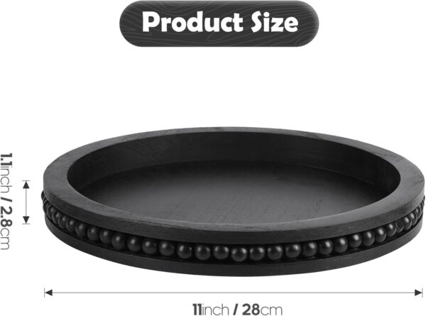 Small Black Round Wooden Decorative Serving Tray, Coffee Table Decorative Bead Tray, Farmhouse Centerpiece Tray for Kitchen and Living Room - Image 6