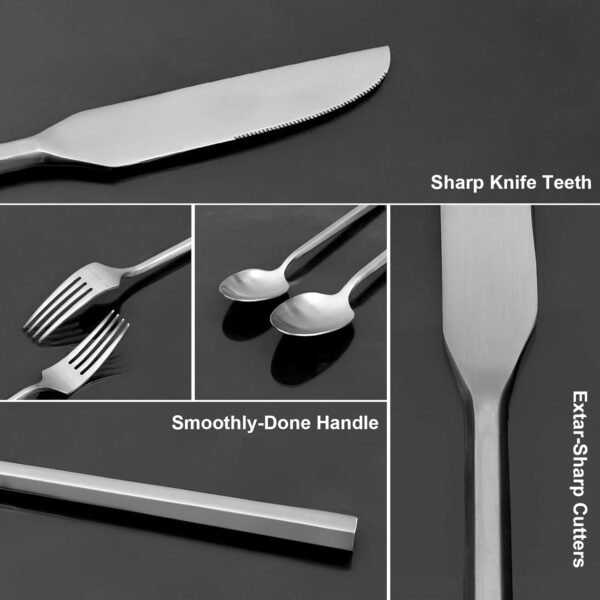 Gold 20 Piece Forged Stainless Steel Silverware Set, Hexagon Handle Flatware, Modern Mirror Finish Cutlery Set, Service for 4, Dishwasher Safe - Image 5