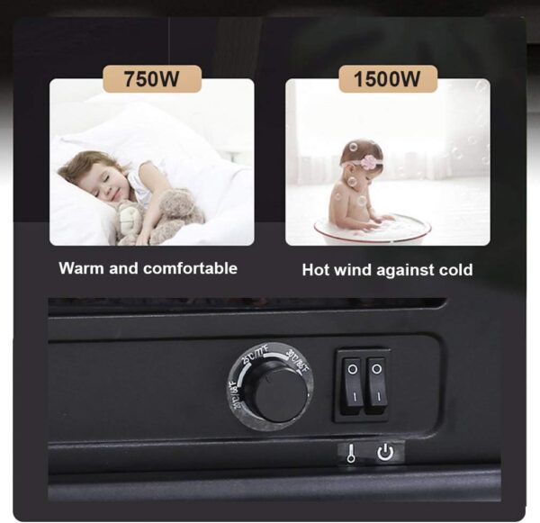 BMS 20" Electric Fireplace Heater Portable Indoor Electric Stove Heater with Freestanding 3D Flame Effect 1400W CSA Approved Safety for Home,Office,Bedroom,Living Room,Basement, Black - Image 5