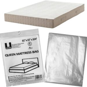 uBoxes Queen Mattress Clear Plastic Poly Covers, 61 x 15 x 104 inch, Heavy Duty 2 mil, 1 Pack