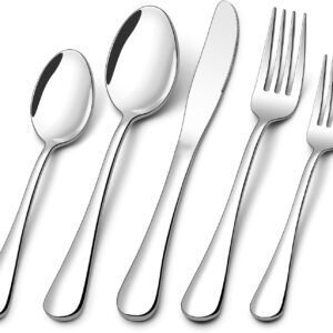 60 Piece Silverware Set for 12, Stainless Steel Flatware Set Tableware Set Inculde Forks Knives Spoons, Mirror Polished Cutlery Set for Home Kitchen and Restaurant Party, Dishwasher Safe