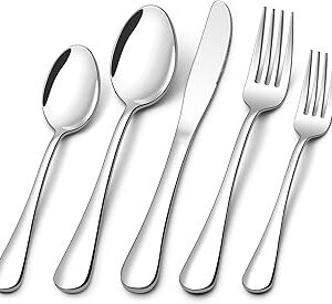 60 Piece Silverware Set for 12, Stainless Steel Flatware Set Tableware Set Inculde Forks Knives Spoons, Mirror Polished Cutlery Set for Home Kitchen and Restaurant Party, Dishwasher Safe