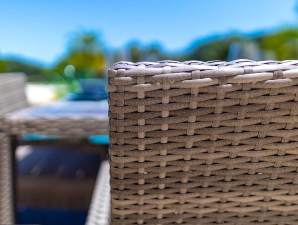 Sorrento 19-Piece Resin Wicker Outdoor Patio Furniture Combination Set in Gray w/Sectional Set, Six-seat Dining Set, and Chaise Lounge Set (Flat-Weave Gray Wicker, Sunbrella Canvas Charcoal) - Image 6